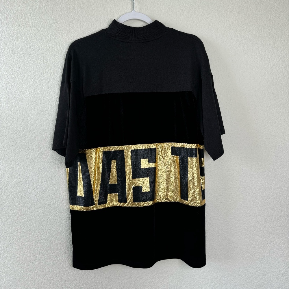 Adidas Top Women XS Black Velvet Gold Panel Pullover Shirt